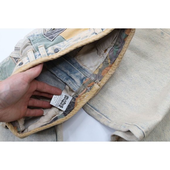 NOS Vtg 90s Streetwear Mens 32x36 Stonewashed Rainbow Baggy Fit Flip Cuff Jeans - Picture 7 of 11